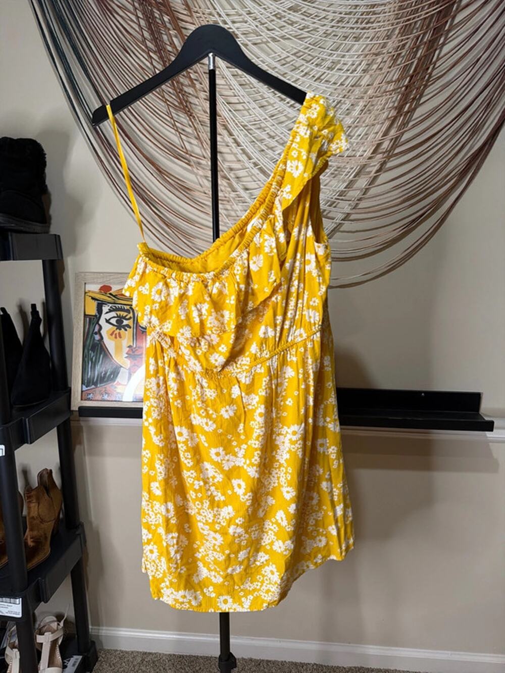 3 for $9 Old Navy, one shoulder ruffle summer dress yellow EUC XL 2616